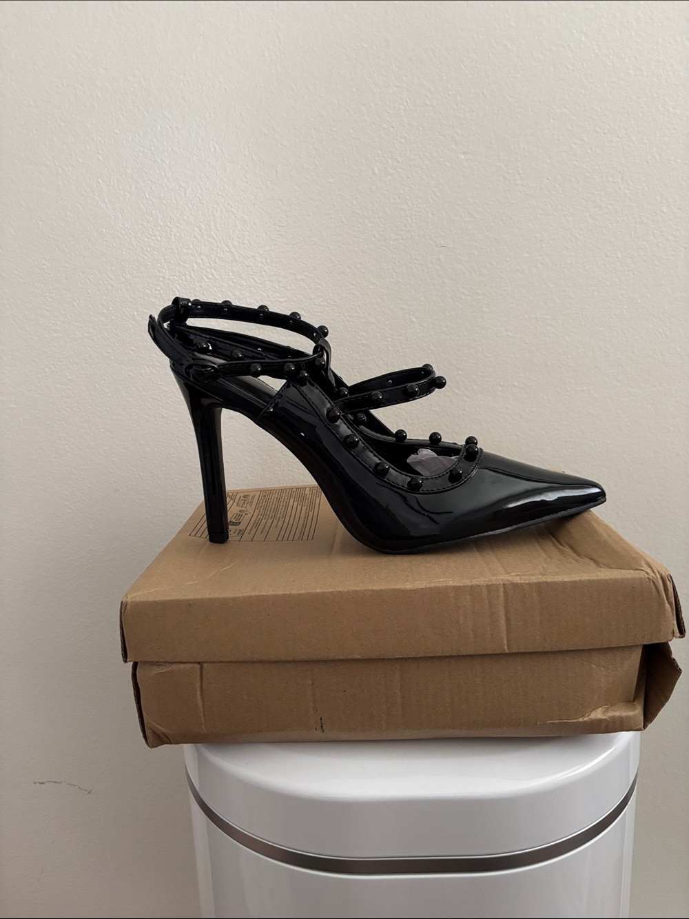 Patent Studded Pointed-Toe Heels - Picture 4 of 7